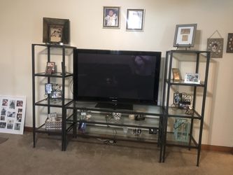 Glass tv stand and shelves