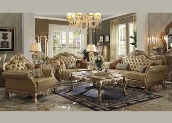 Dresden Sofa Set - Gold Patina Finish