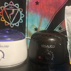 2 waxing pots and wax