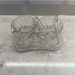 Vintage Glass Cream And Sugar Set