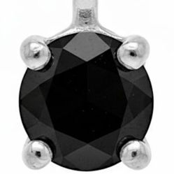 Natural 0.75ct Black Diamond Pendant in 14K White Gold, NWT,BWith Chain