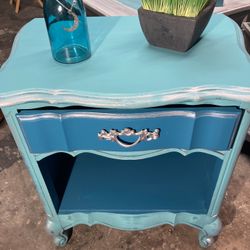 Lovely Teal Side Table Silver Details