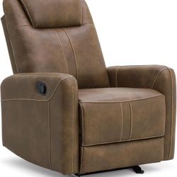 Leather Recliner Chair, Manual Reclining Chair Glider Recliner with Adjustable Backrest/Footrest & Comfortable Armrest for Living Room Bedroom Home Th