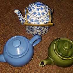 3 Vintage Glass Teapots