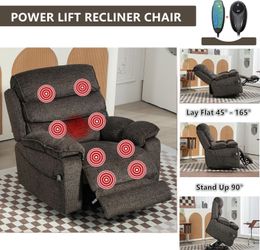 #414ab，#424ab，Oversized Lift Recliner with Extended Footrest for Seniors, Heavy Duty Recliners with Heat Massage, Extra Wide Seat, Arm Storage & Cup H
