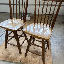 Pair Of Solid Wood Stools 