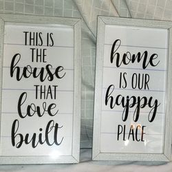 "This is the House that Love Built" & "Home is our Happy Place" Wall Home Décor Dual Set

