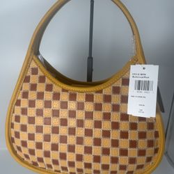 Coachtopia Ergo Bag In Checkerboard Upcrafted Leather in the color Buttercup Rust