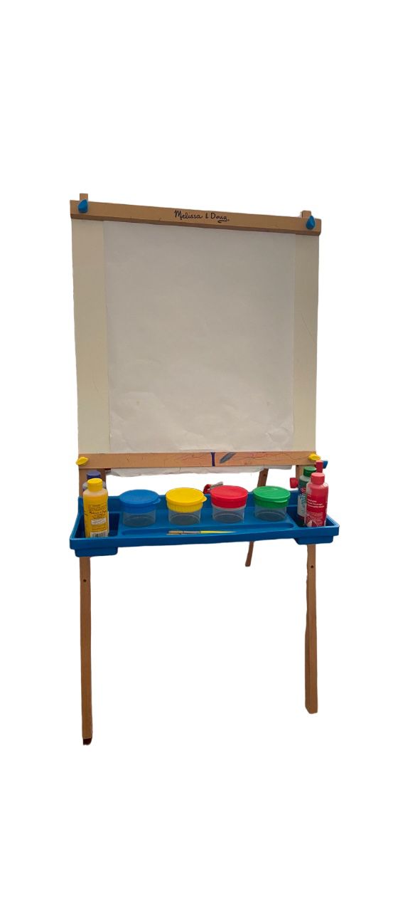 Melissa & Doug Deluxe Standing Art Easel - Dry-Erase Board, Chalkboard,  Paper Roller 