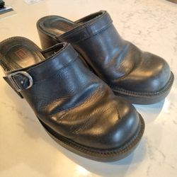Harley Davidson Women's Black Leather Clogs Mules Slides 