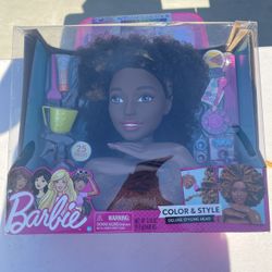 New! Barbie Color Style Deluxe Barbie Head Learn To Style Hair And Barbje Doll $30 For Both