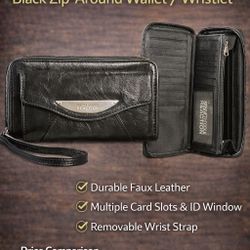 Kenneth Cole Reaction Black Zip-Around Wallet / Wristlet