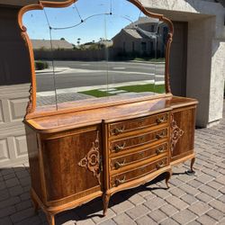 Antique Dresser / Buffet / Credenza & Mirror 