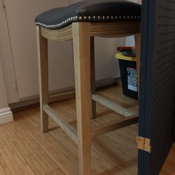 Pier 1 Wooden + Leather Stool
