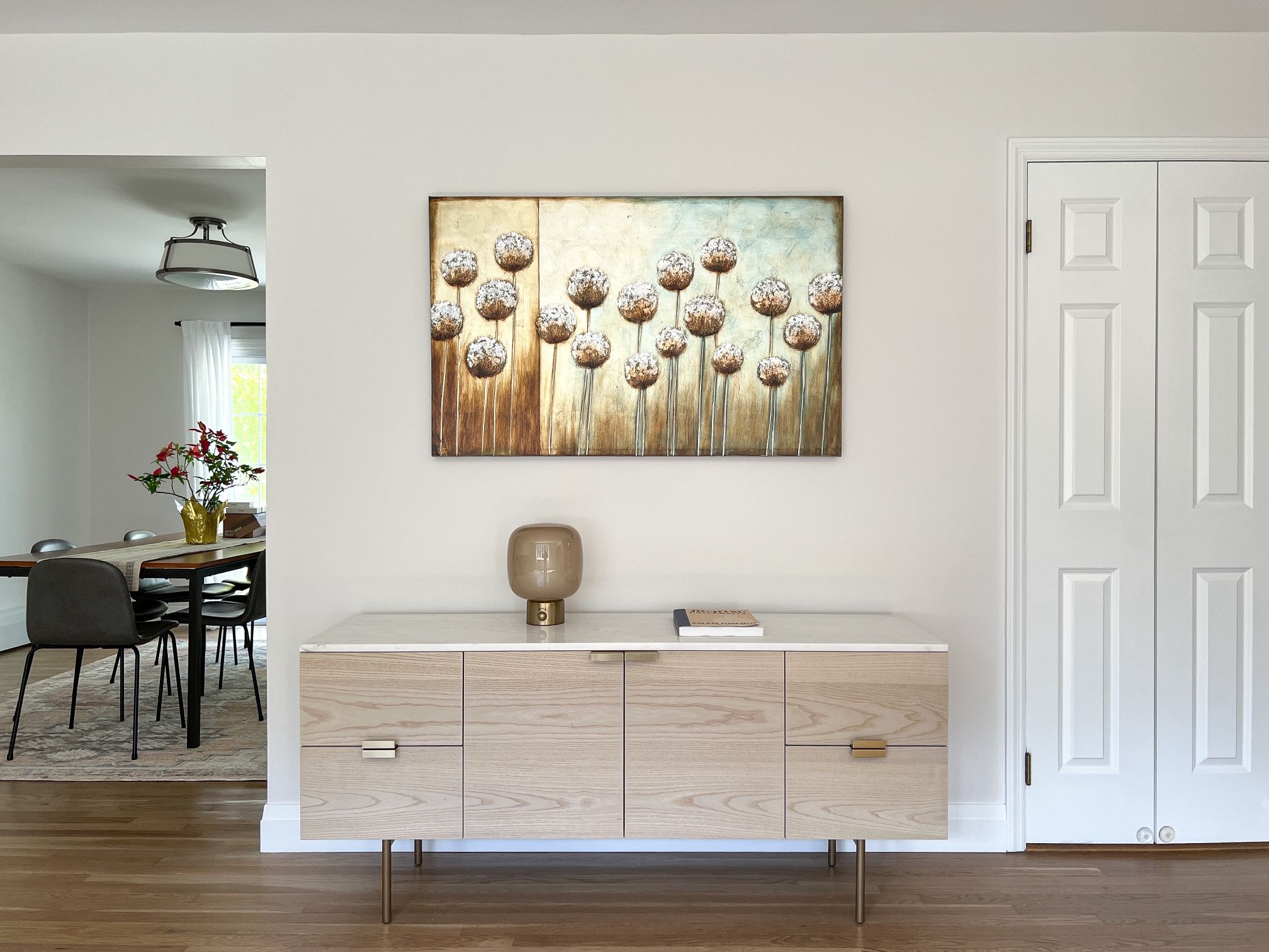 Canvas Print Wall Art - Metallic Abstract Floral Design. Clean!