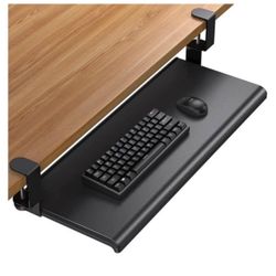 27.5” x 12.25” Keyboard Tray Under Desk with C Clamp, Adjustable Clamp-On Keyboard Drawer for Home Office, New 