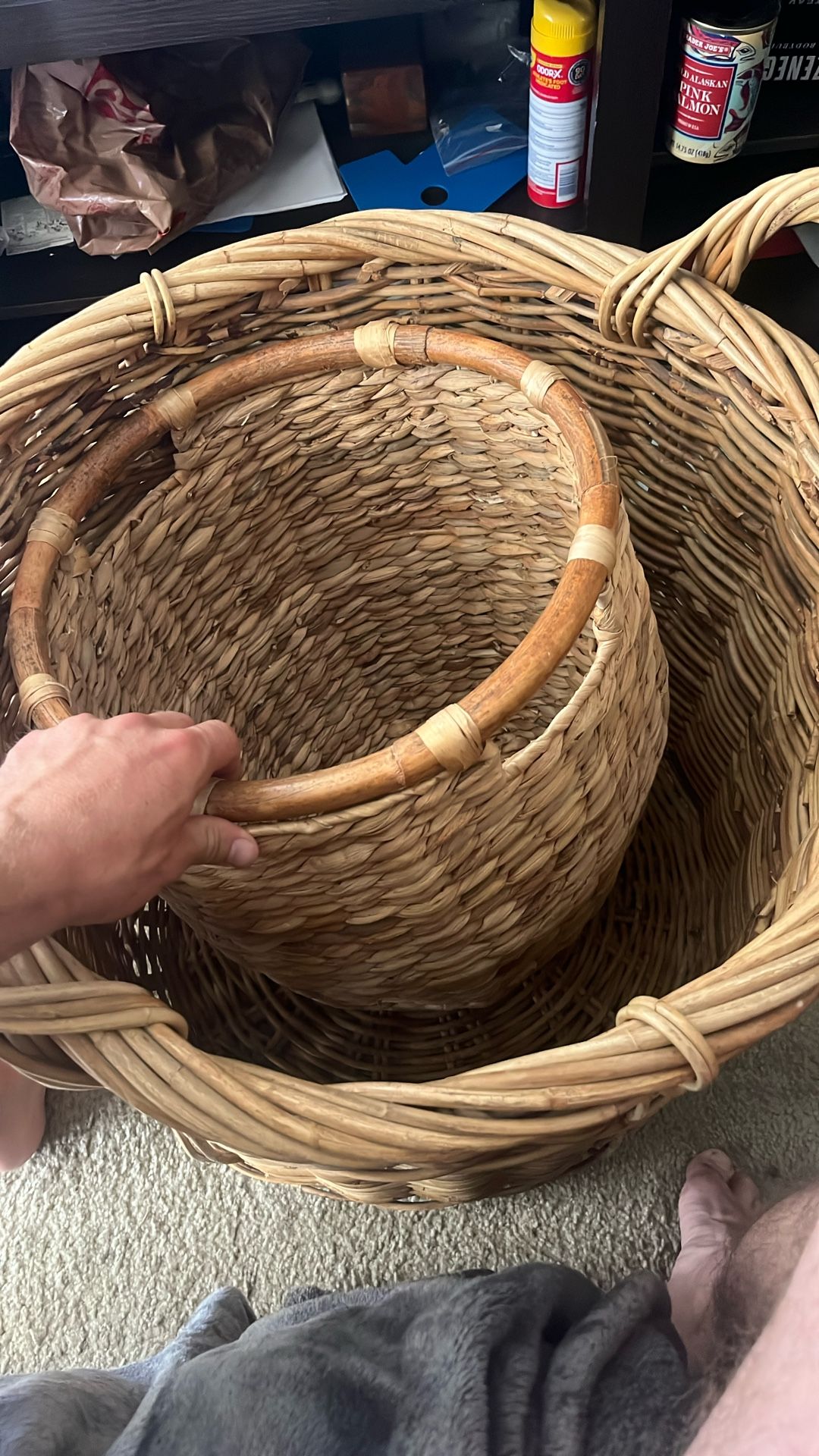 Two sturdy and Beautiful wicker Baskets. MAKE AN OFFER!