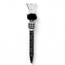 Fashion Fancy Bling Fur Beaded Ballpoint Twist Pen Focal Bead White