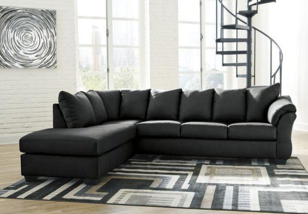 In Stock Microfiber Black LAF Sectional