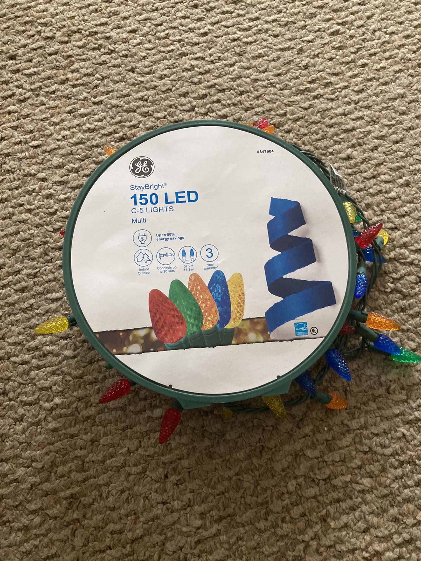 GE StayBright 150-Count 37.2-ft Multicolor LED Plug-In Christmas String Lights