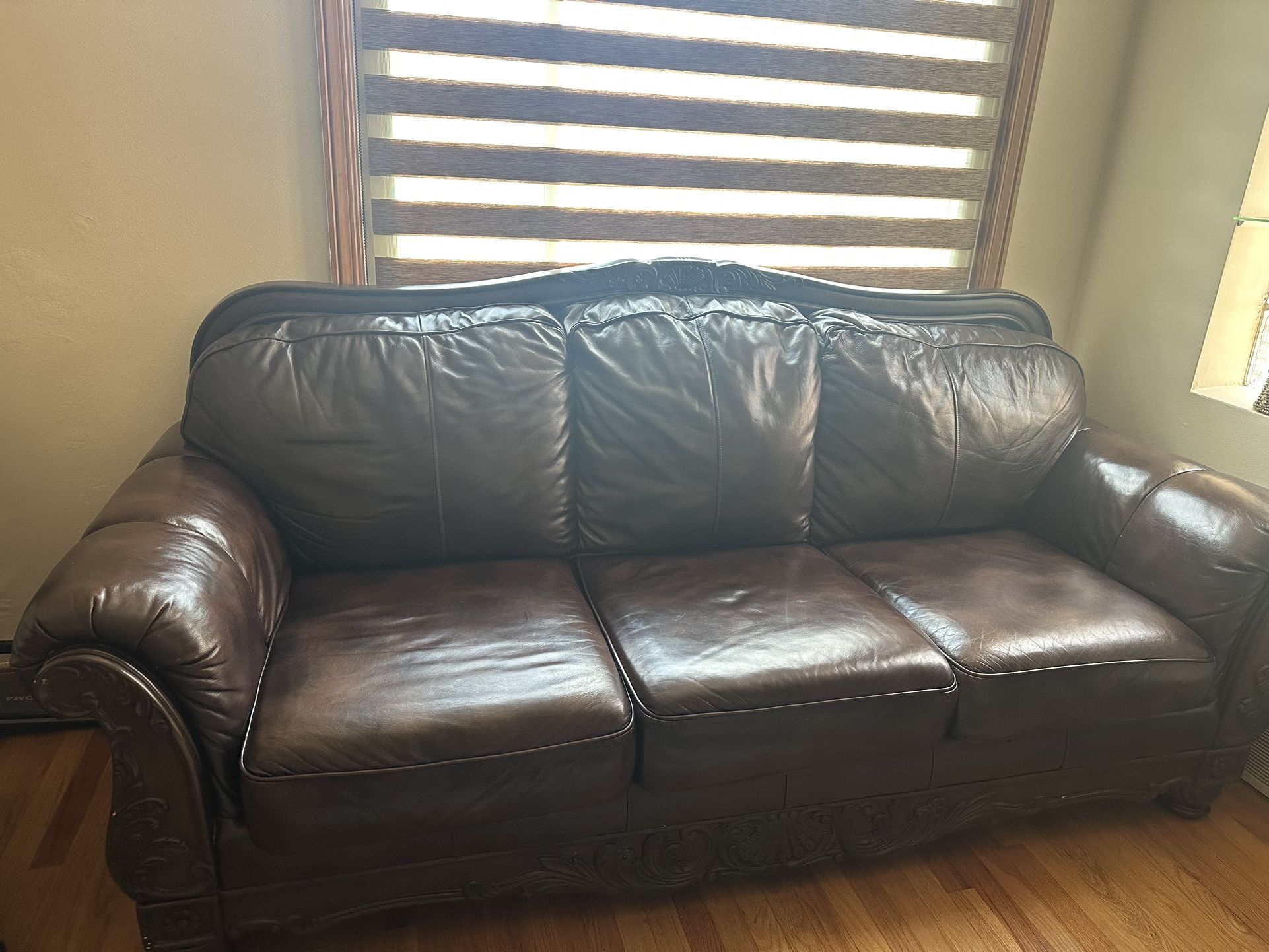 2 Brown Leather Sofas