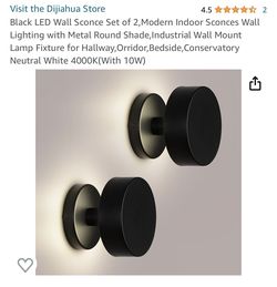 Black LED Wall Sconce Set of 2