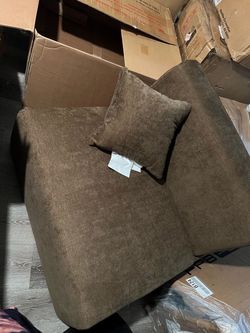 Brown Fabric Accent Chair with Cushion, Small couch, fit for a bedroom setting