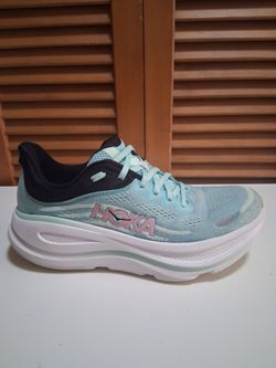 HOKA BONDI 9 BLUE SPARK/ MINT FLOURITE WOMEN'S RUNNING SHOE * SIZE: 9.5B