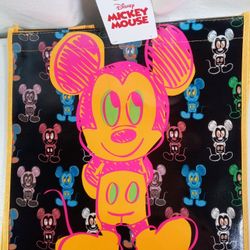 New Disney MICKEY Reusable Bag. 13*12*6.0 NEON BLACK Art drawing sketch FUN