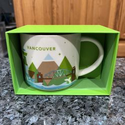 Starbucks You Are Here Vancouver Coffee Cup.  Size capacity 14 ounces.  Brand new in original box never used. 