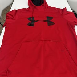 Under Armour Men’s Athletic Red Black Loose Cold Gear Sweatshirt Hoodie M Med