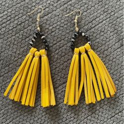 yellow tassel earrings New