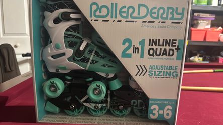 Roller Derby 2-in-1 Inline Quad Girls Skates Size 3-6