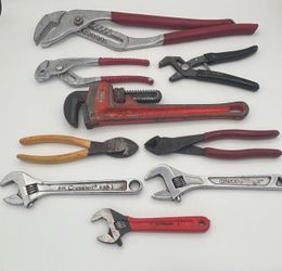 🔥 9-Piece Tool Lot – RIDGID, Crescent USA, Craftsman, Husky + 16” Pliers