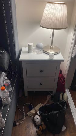 Nightstand with two drawers glass top