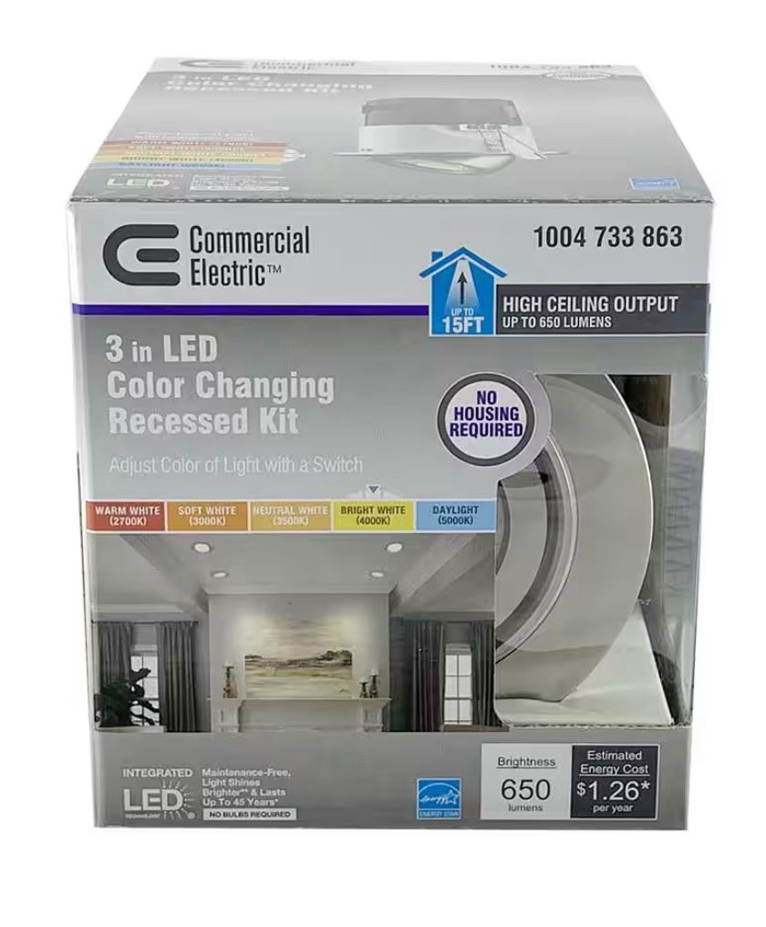 Premium Downlight 3 in. 2700K - 5000K Brushed Nickel New Construction/Remodel Recessed Integrated LED Gimbal Kit