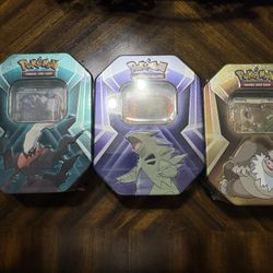 Pokemon triple whammy tin set Also For Trade