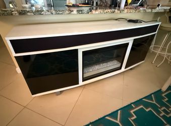 72” White TV Stand with Electric Fireplace