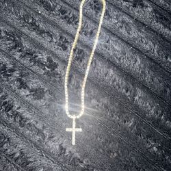 Iced Out Moissanite Tennis Chain & Bracelet Set 💎 (Cross + Cuban) 