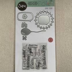 Sizzix Framelits Die Set 7Pk With Stamps - Celebration Phrases 663842
