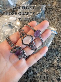Rose quarts bangle crystal