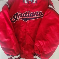 Vintage  Cleveland Indians Diamond Collection Satin Starter Jacket Men Large