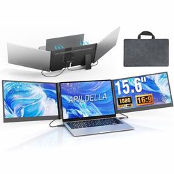 APILDELLA 15.6’’ Triple Laptop Screen Extender, 1080P FHD Portable Dual Monitor for Laptop USB C HDMI, Plug-Play Monitor Extender for Triple Display f