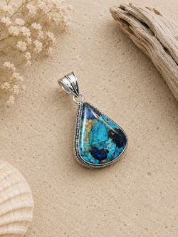Blue Oyster Turquoise Gemstone Antique Design Pendant
