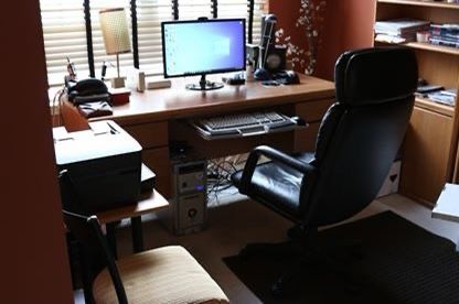 Office furniture, desk, chair , bookshelves , frames