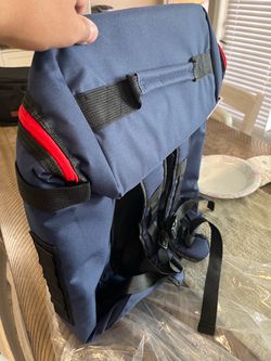 Blue Hiking Backpack with Red Accents