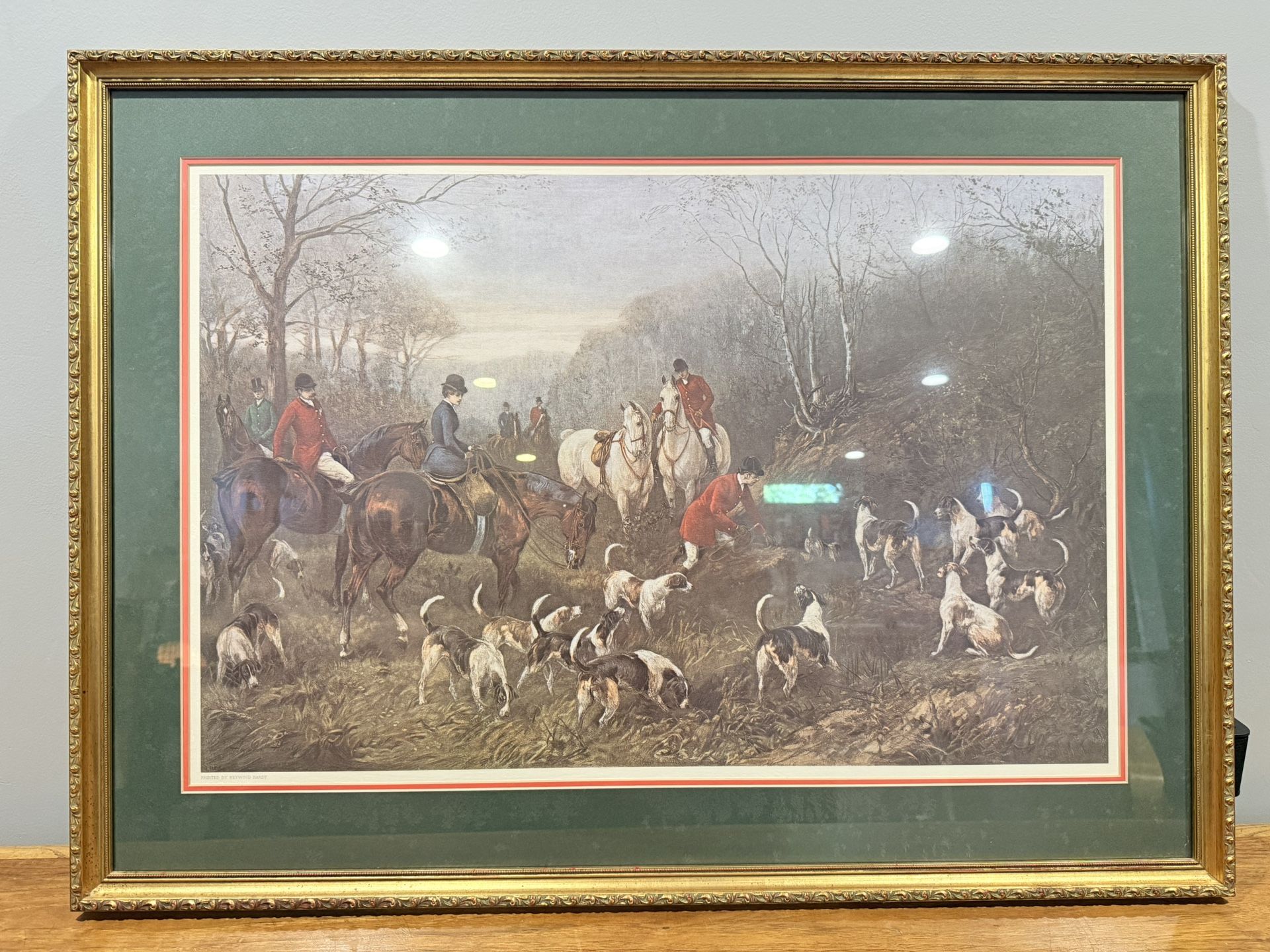 Framed “Heywood Hardy Fox Hunt Scene” – 34”x26.5” Vintage English Equestriany Print