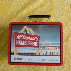 Vintage 1998 McDonalds Hamburger Tin Metal Collectible Lunch Box