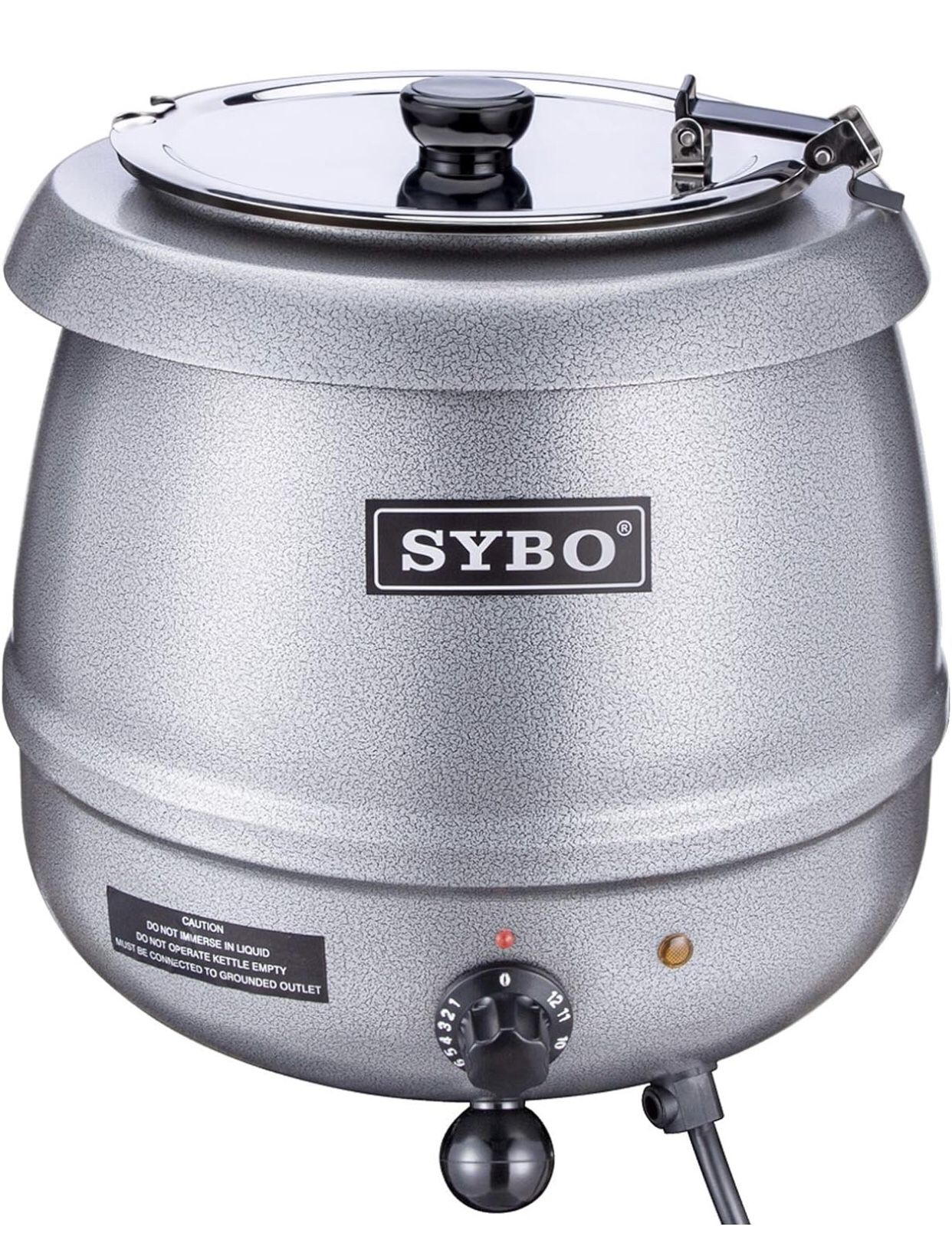 NEW! SYBO Stainless Steel Soup Kettle with Hinged Lid and Insert Pot, 10.5 Quarts, Commercial Grade, Silver