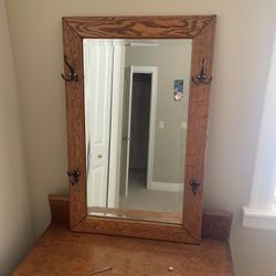 Antique Mirror With Hooks